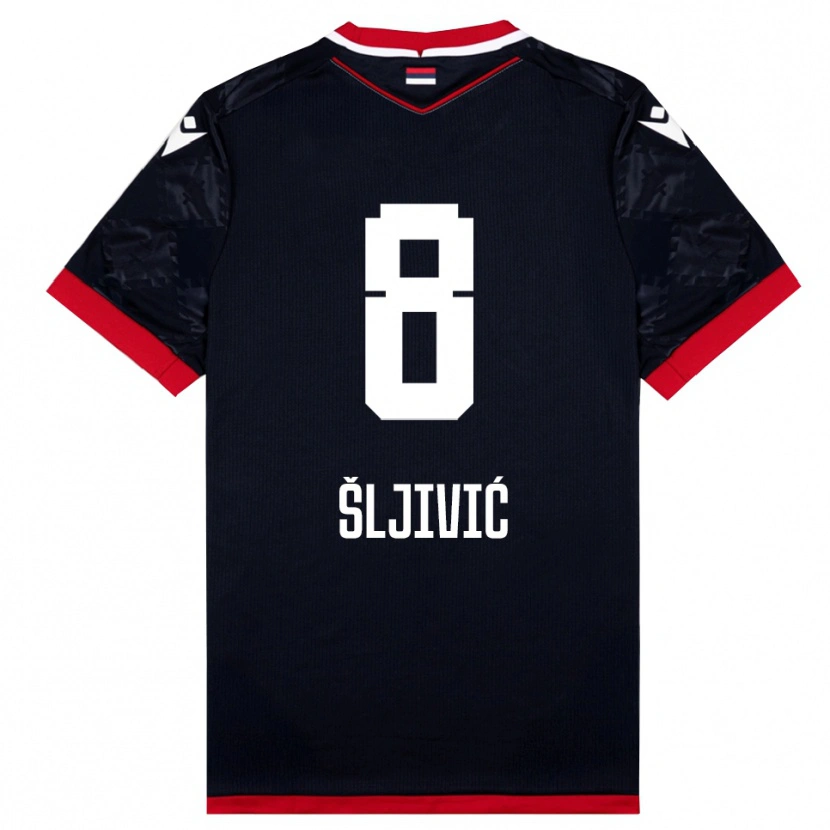 Danxen Heren Jovan Sljivic #8 Zwart Rood Uitshirt Uittenue 2025/26 T-Shirt