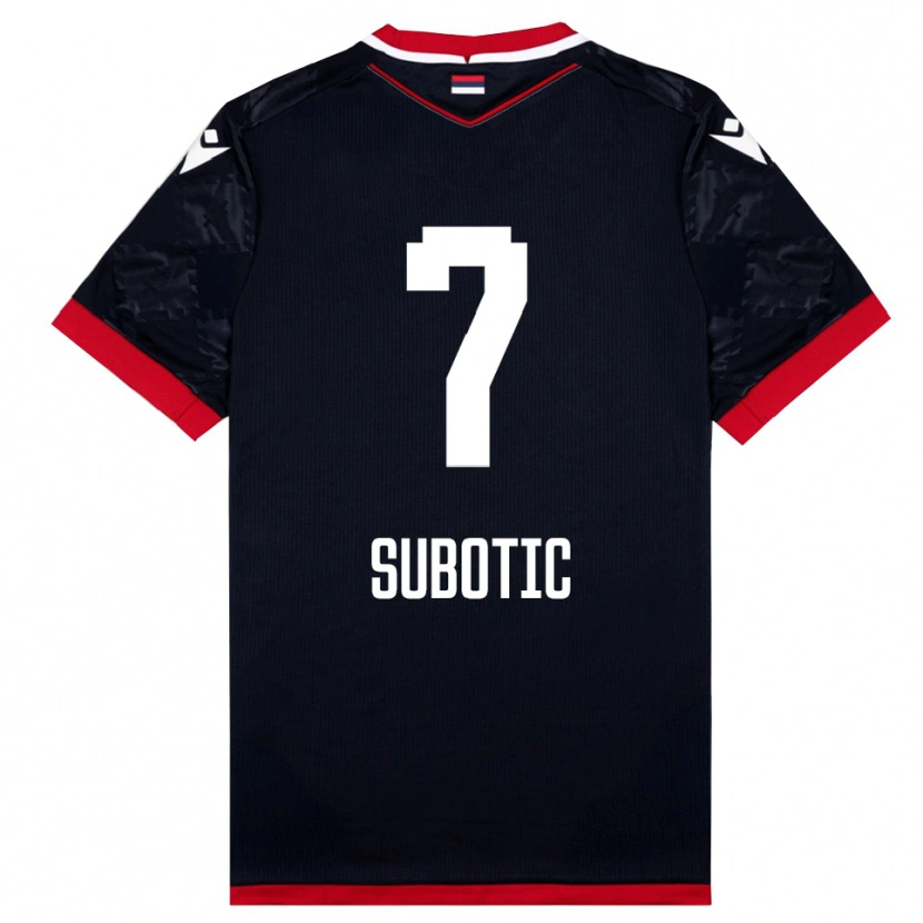 Danxen Heren Vasilije Subotic #7 Zwart Rood Uitshirt Uittenue 2025/26 T-Shirt