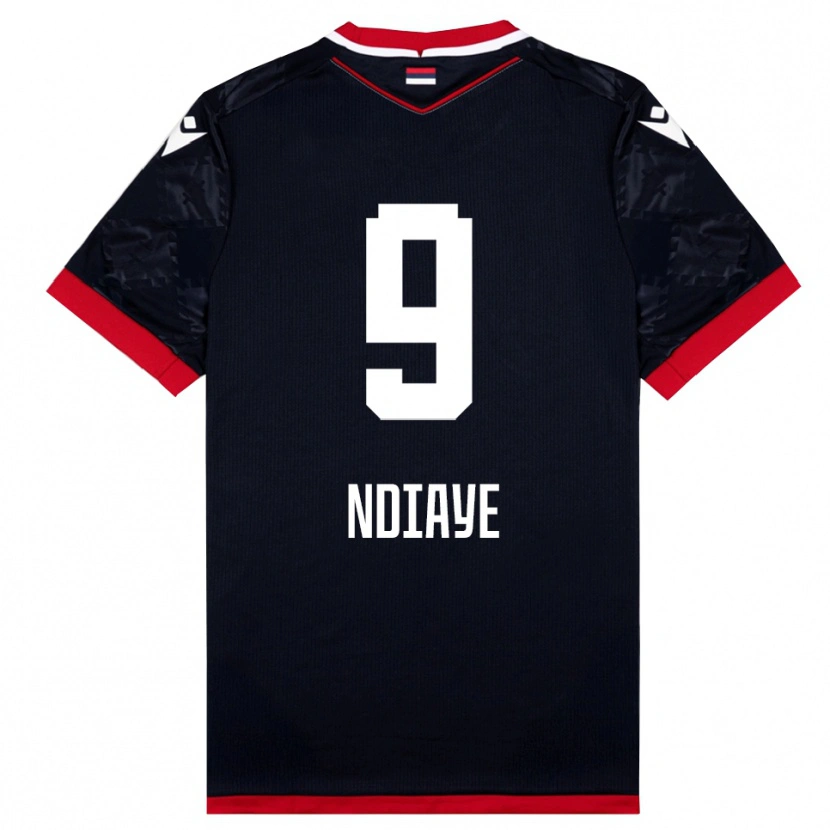 Danxen Heren Cherif Ndiaye #9 Zwart Rood Uitshirt Uittenue 2025/26 T-Shirt