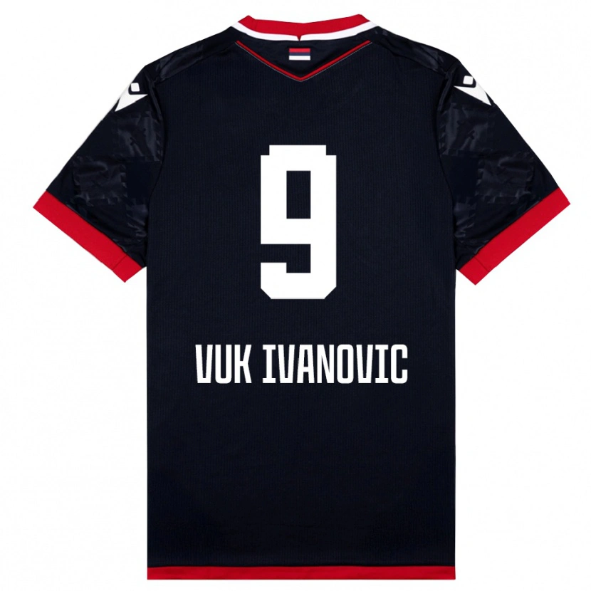 Danxen Heren Vuk Ivanovic #9 Zwart Rood Uitshirt Uittenue 2025/26 T-Shirt