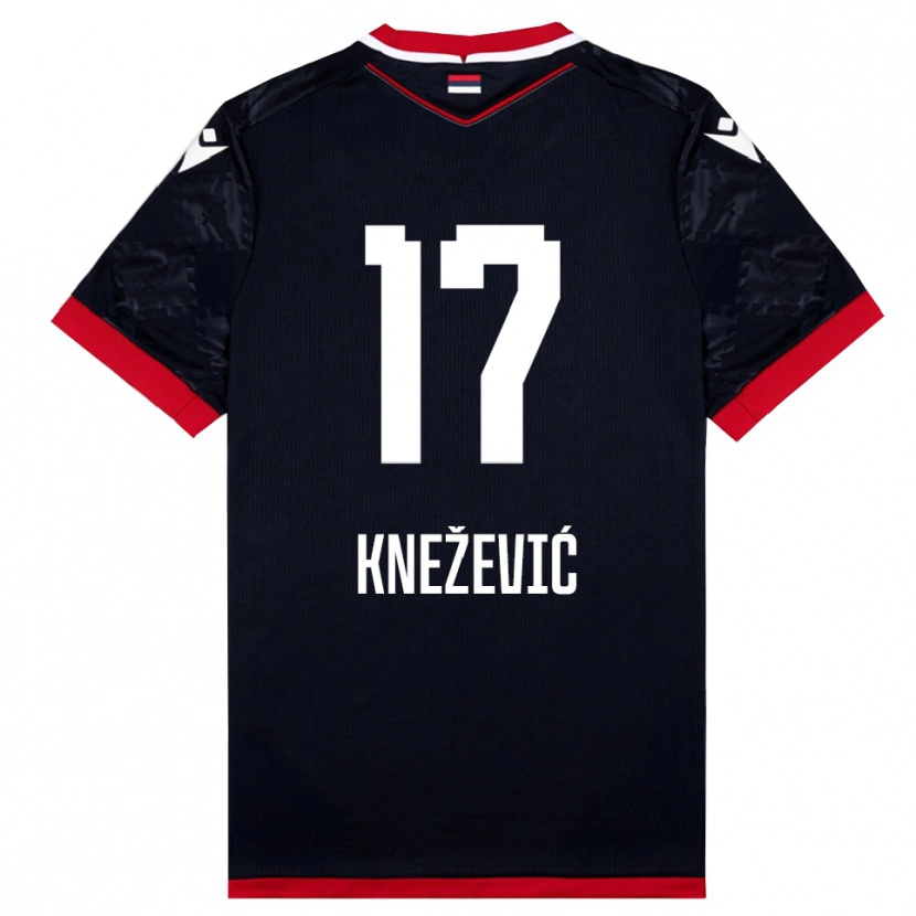 Danxen Heren Minja Knežević #17 Zwart Rood Uitshirt Uittenue 2025/26 T-Shirt