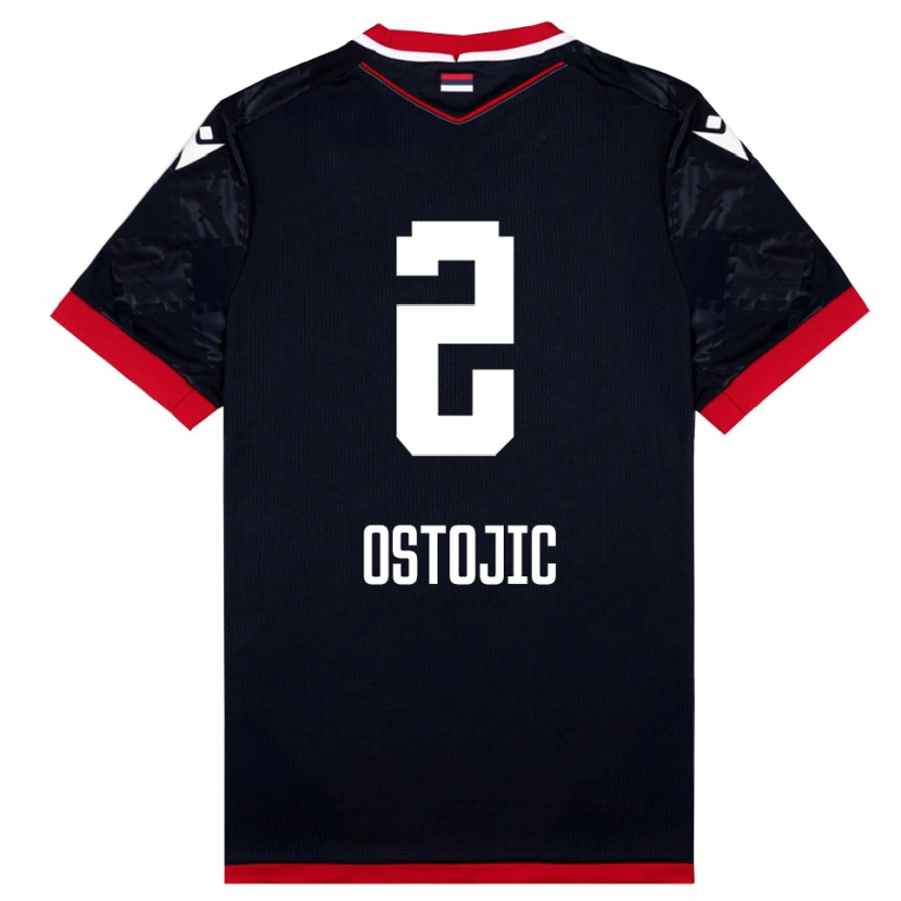 Danxen Heren Mateja Ostojic #2 Zwart Rood Uitshirt Uittenue 2025/26 T-Shirt