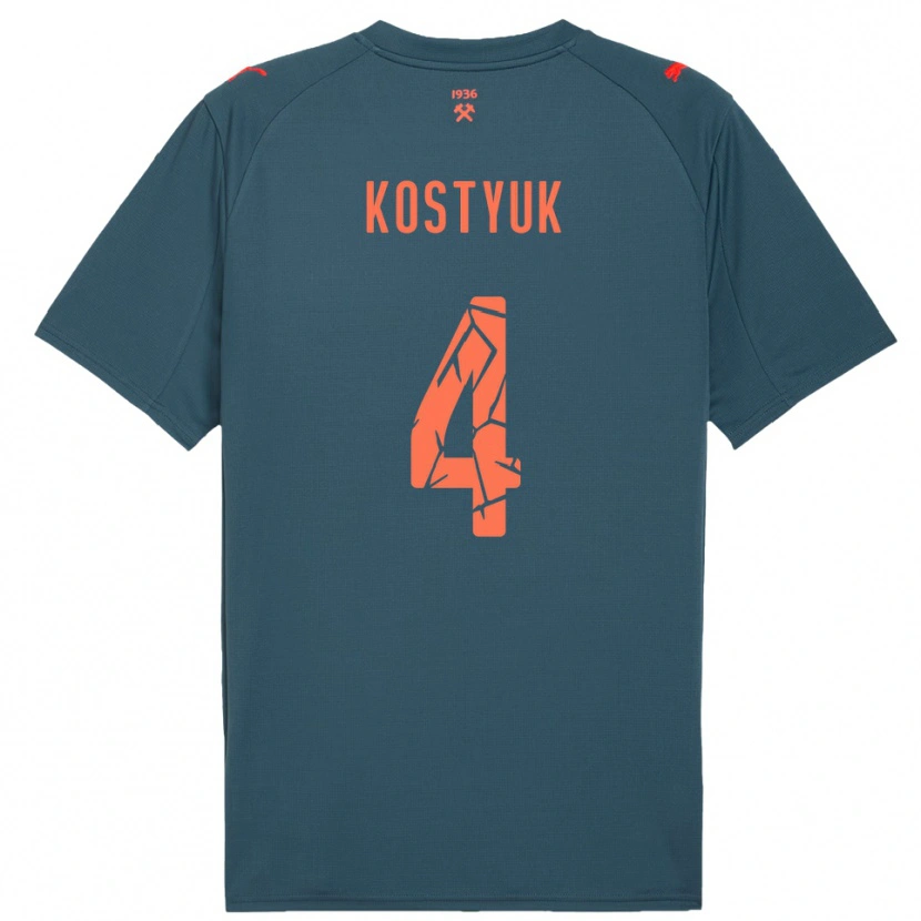 Danxen Heren Yegor Kostyuk #4 Donkerblauw Rood Uitshirt Uittenue 2025/26 T-Shirt