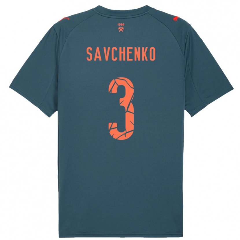 Danxen Heren Roman Savchenko #3 Donkerblauw Rood Uitshirt Uittenue 2025/26 T-Shirt