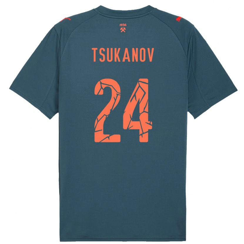 Danxen Heren Viktor Tsukanov #24 Donkerblauw Rood Uitshirt Uittenue 2025/26 T-Shirt