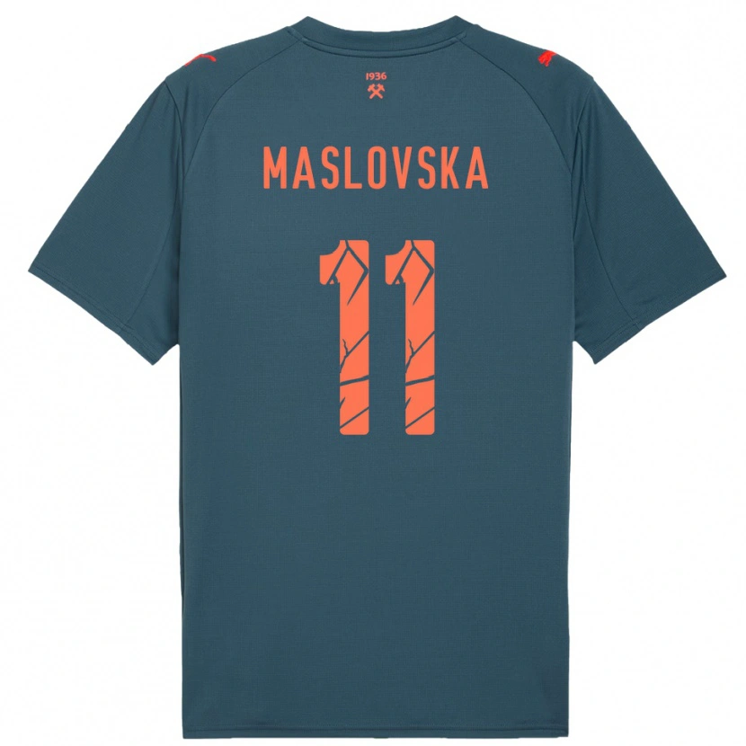 Danxen Heren Yelyzaveta Maslovska #11 Donkerblauw Rood Uitshirt Uittenue 2025/26 T-Shirt