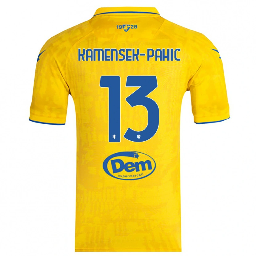 Danxen Dames Matjaz Kamensek-Pahic #13 Geel Blauw Thuisshirt Thuistenue 2025/26 T-Shirt