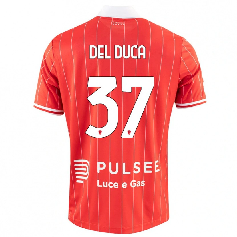Danxen Dames Jacopo Del Duca #37 Rood Wit Thuisshirt Thuistenue 2025/26 T-Shirt