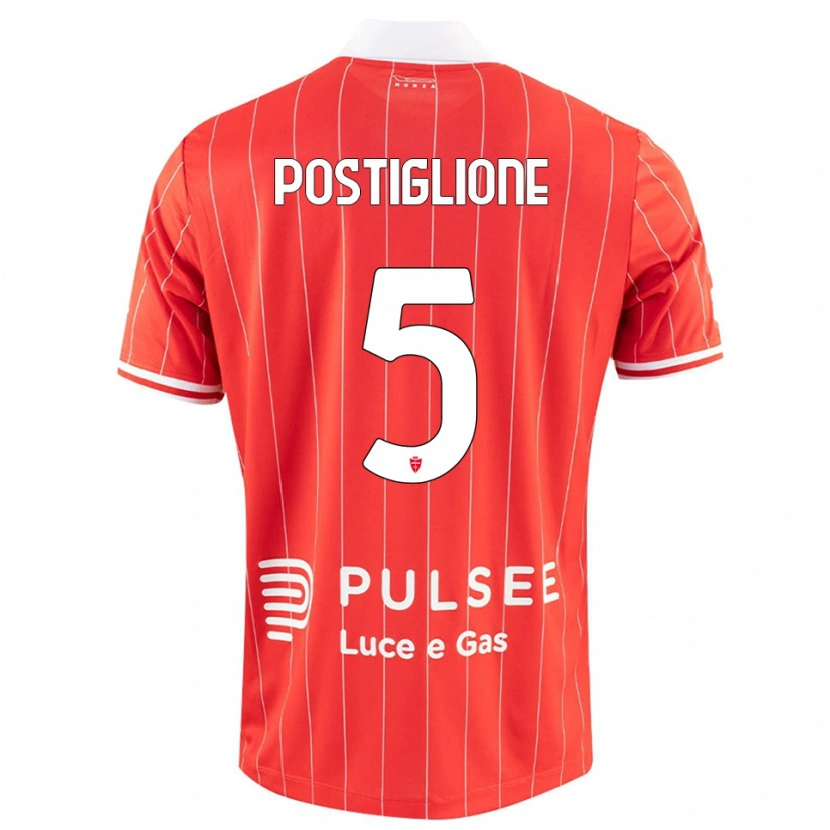Danxen Dames Nicolò Postiglione #5 Rood Wit Thuisshirt Thuistenue 2025/26 T-Shirt