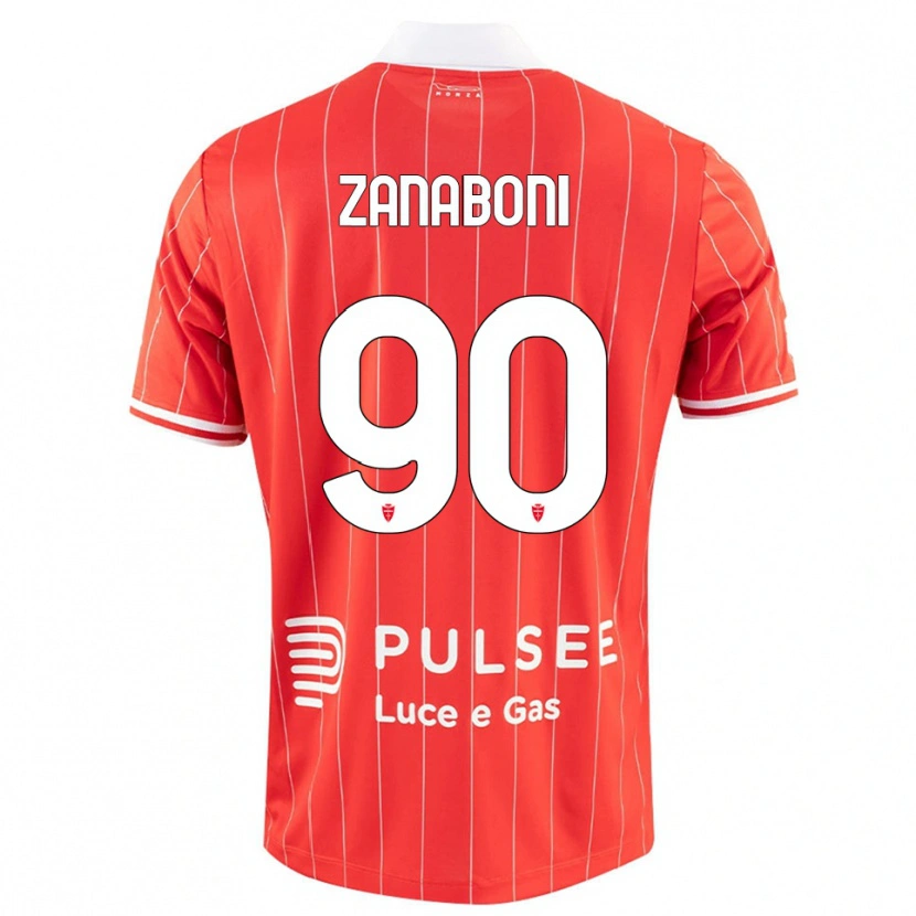 Danxen Dames Emanuele Zanaboni #90 Rood Wit Thuisshirt Thuistenue 2025/26 T-Shirt