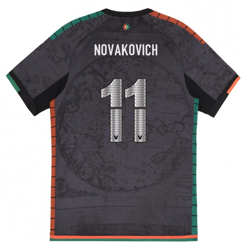 Danxen Dames Andrija Novakovich #11 Donkergrijs Thuisshirt Thuistenue 2025/26 T-Shirt