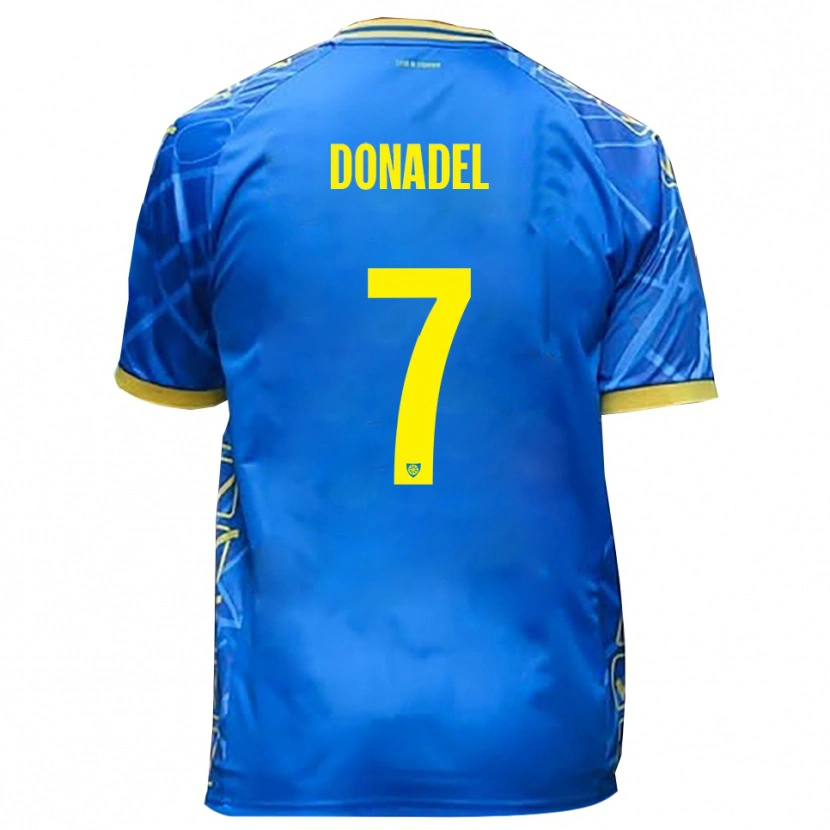 Danxen Dames Tommaso Donadel #7 Hemelsblauw Geel Thuisshirt Thuistenue 2025/26 T-Shirt