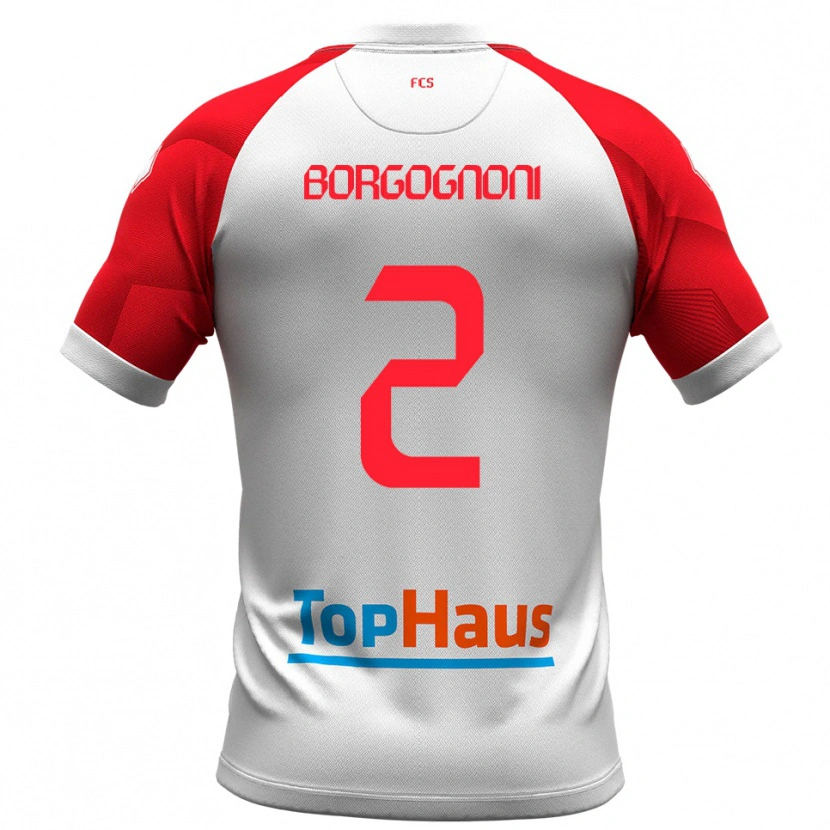 Danxen Dames Giovanni Borgognoni #2 Wit Rood Thuisshirt Thuistenue 2025/26 T-Shirt