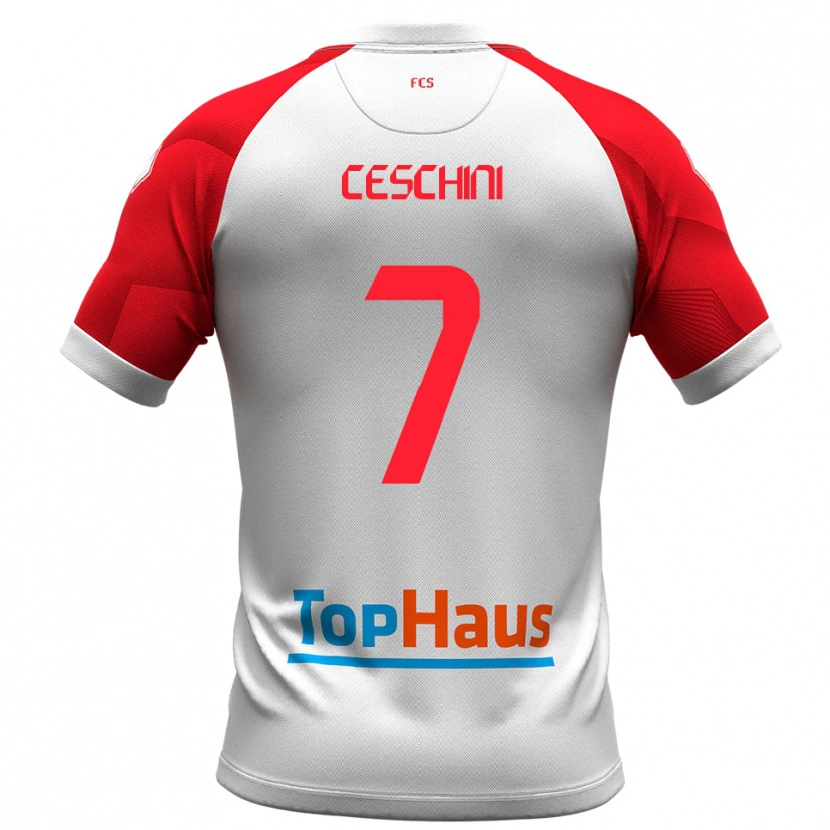 Danxen Dames Nicolò Ceschini #7 Wit Rood Thuisshirt Thuistenue 2025/26 T-Shirt