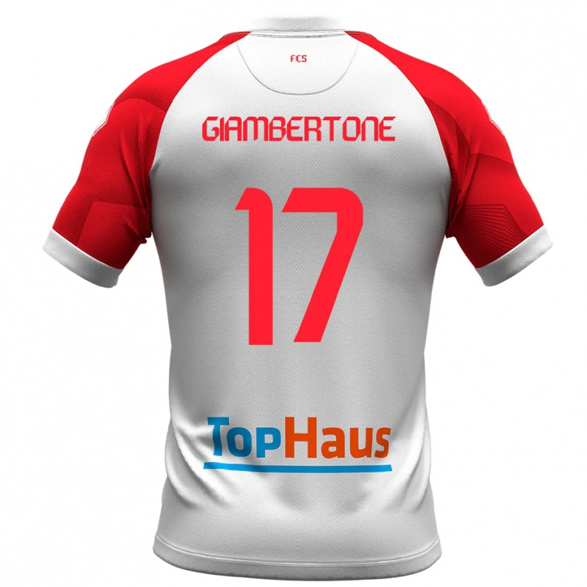 Danxen Dames Fabio Giambertone #17 Wit Rood Thuisshirt Thuistenue 2025/26 T-Shirt