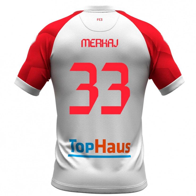 Danxen Dames Silvio Merkaj #33 Wit Rood Thuisshirt Thuistenue 2025/26 T-Shirt