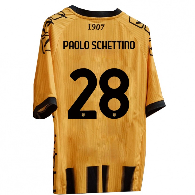 Danxen Dames Francesco Paolo Schettino #28 Geel Zwart Thuisshirt Thuistenue 2025/26 T-Shirt
