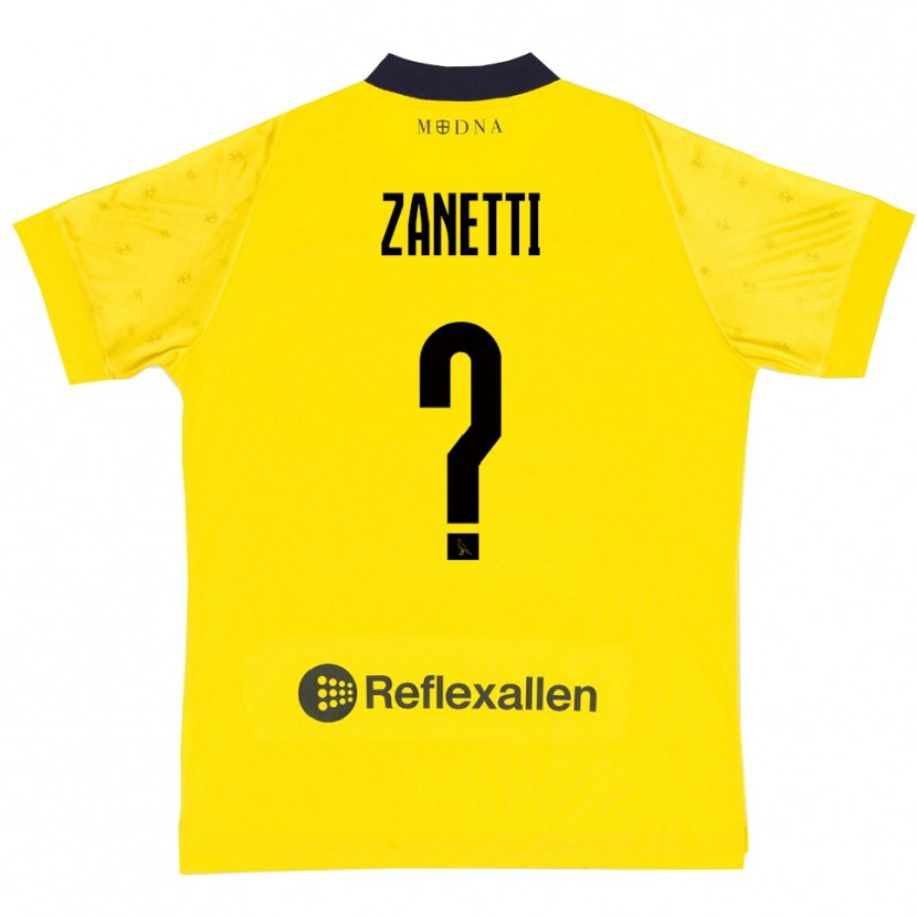 Danxen Dames Matteo Zanetti #0 Geel Donkerblauw Thuisshirt Thuistenue 2025/26 T-Shirt