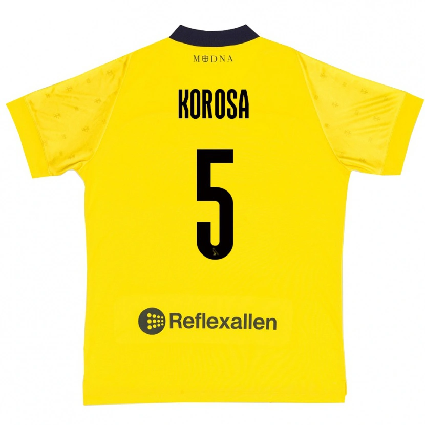 Danxen Dames Anej Koroša #5 Geel Donkerblauw Thuisshirt Thuistenue 2025/26 T-Shirt