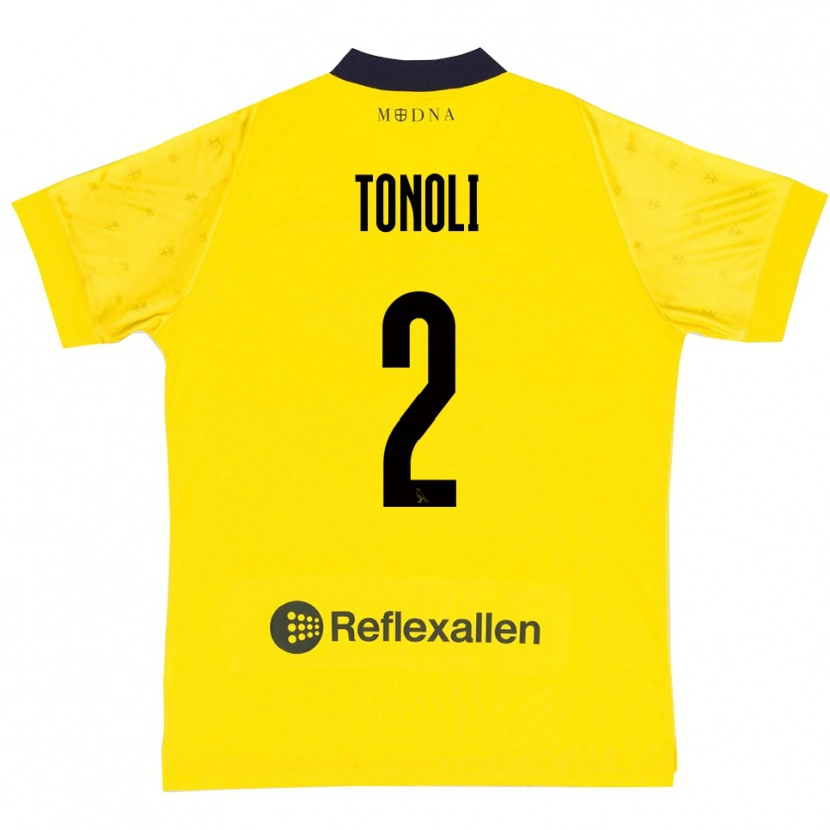 Danxen Dames Daniel Tonoli #2 Geel Donkerblauw Thuisshirt Thuistenue 2025/26 T-Shirt