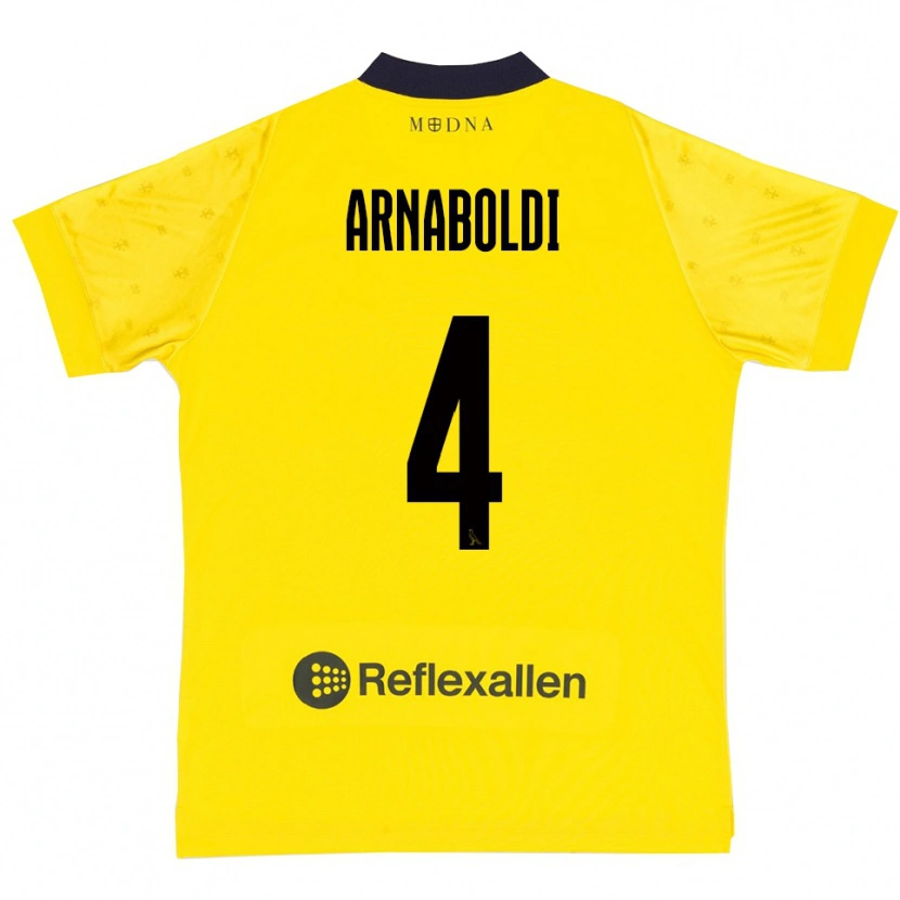 Danxen Dames Pietro Arnaboldi #4 Geel Donkerblauw Thuisshirt Thuistenue 2025/26 T-Shirt