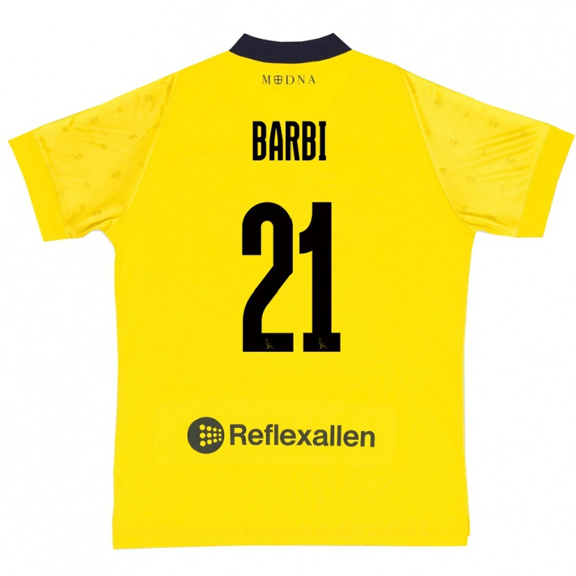 Danxen Dames Edoardo Barbi #21 Geel Donkerblauw Thuisshirt Thuistenue 2025/26 T-Shirt