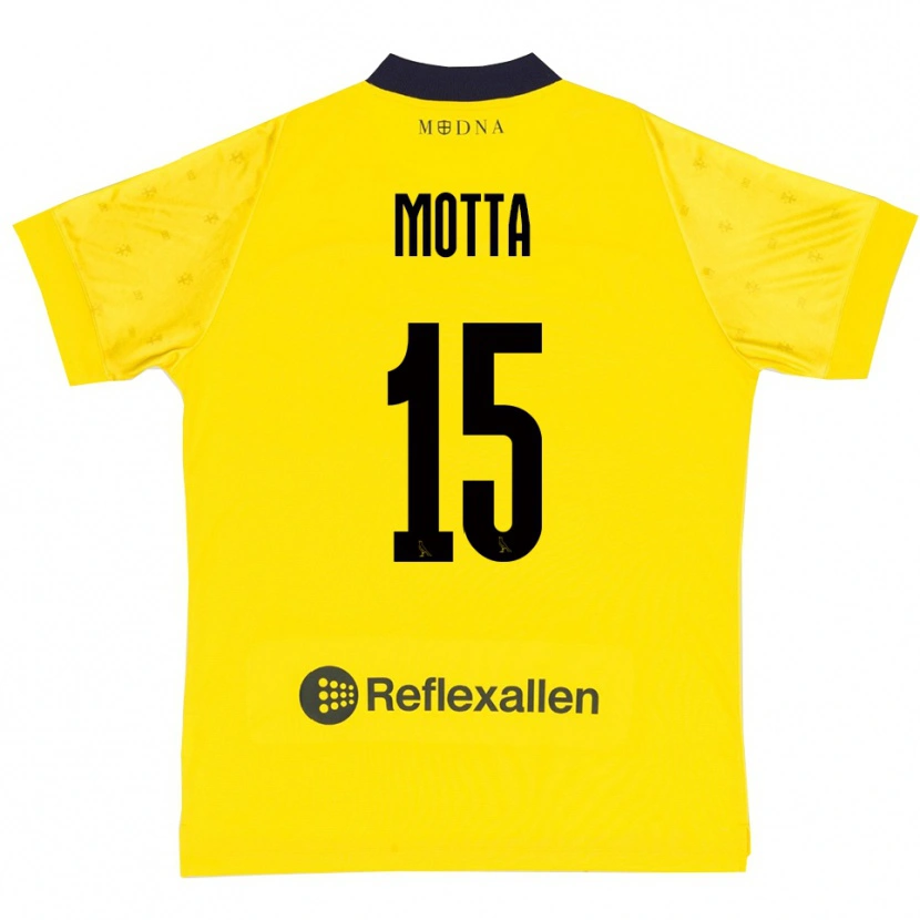 Danxen Dames Nicolò Motta #15 Geel Donkerblauw Thuisshirt Thuistenue 2025/26 T-Shirt