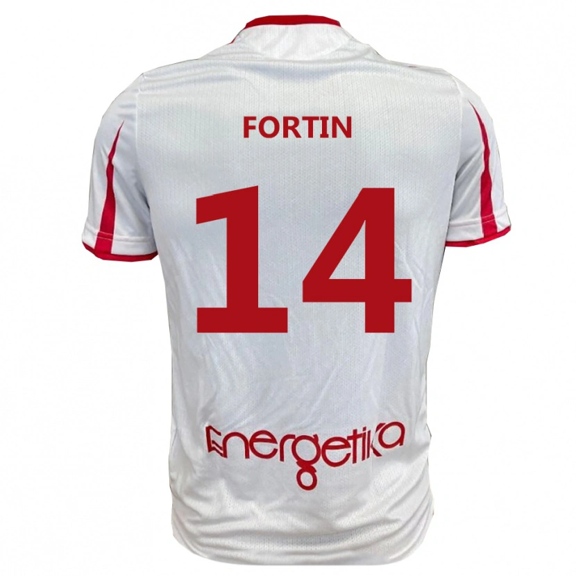 Danxen Dames Mattia Fortin #14 Wit Rood Thuisshirt Thuistenue 2025/26 T-Shirt