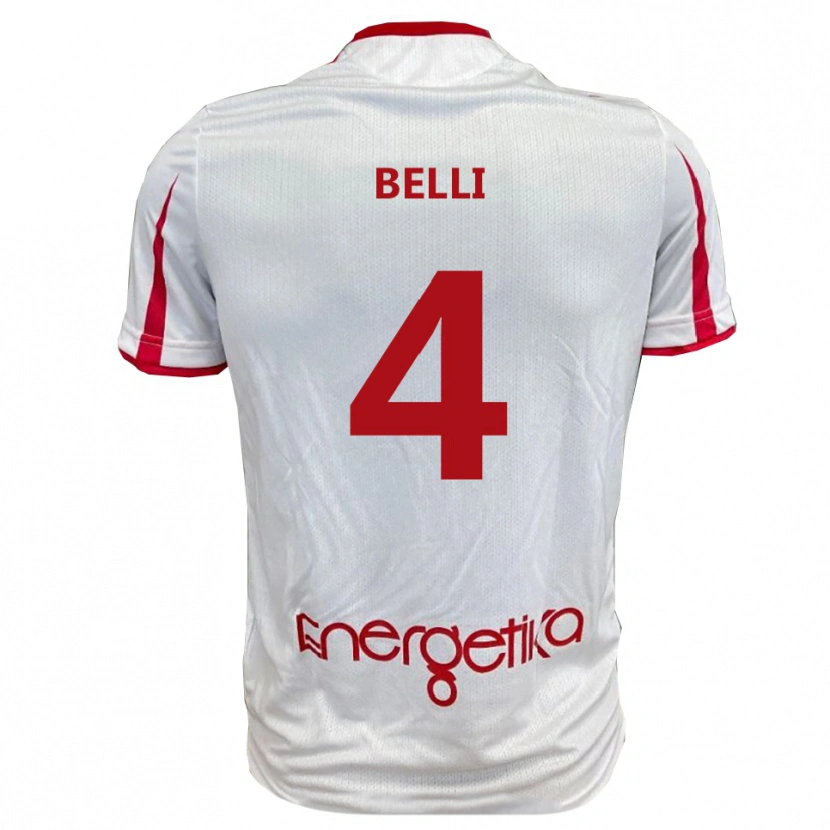 Danxen Dames Francesco Belli #4 Wit Rood Thuisshirt Thuistenue 2025/26 T-Shirt