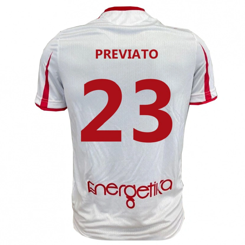 Danxen Dames Sebastiano Previato #23 Wit Rood Thuisshirt Thuistenue 2025/26 T-Shirt