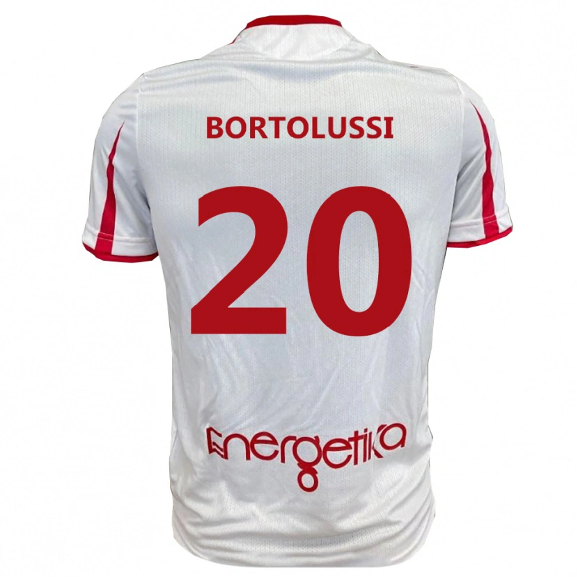 Danxen Dames Mattia Bortolussi #20 Wit Rood Thuisshirt Thuistenue 2025/26 T-Shirt