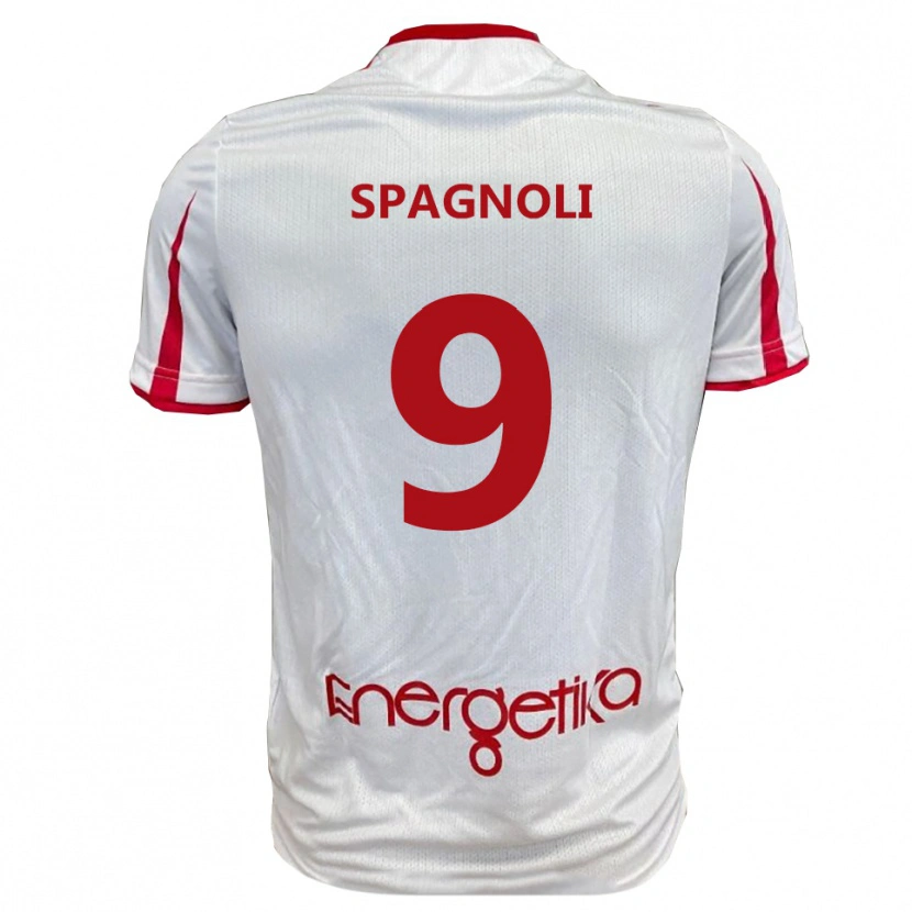 Danxen Dames Alberto Spagnoli #9 Wit Rood Thuisshirt Thuistenue 2025/26 T-Shirt