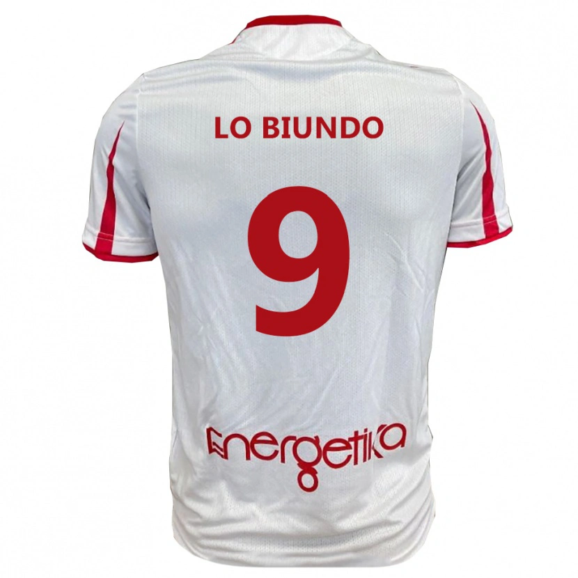 Danxen Dames Emiliano Lo Biundo #9 Wit Rood Thuisshirt Thuistenue 2025/26 T-Shirt