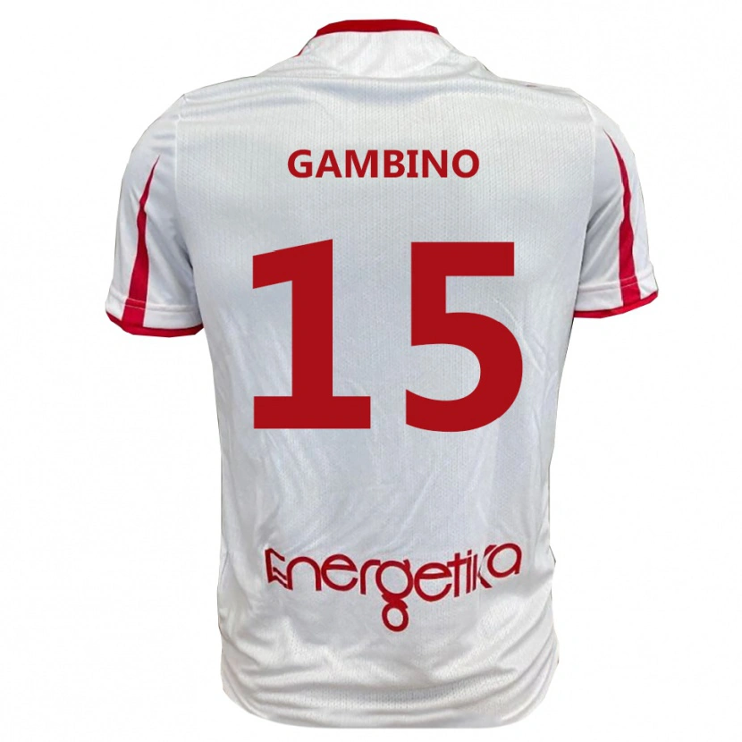 Danxen Dames Christian Gambino #15 Wit Rood Thuisshirt Thuistenue 2025/26 T-Shirt