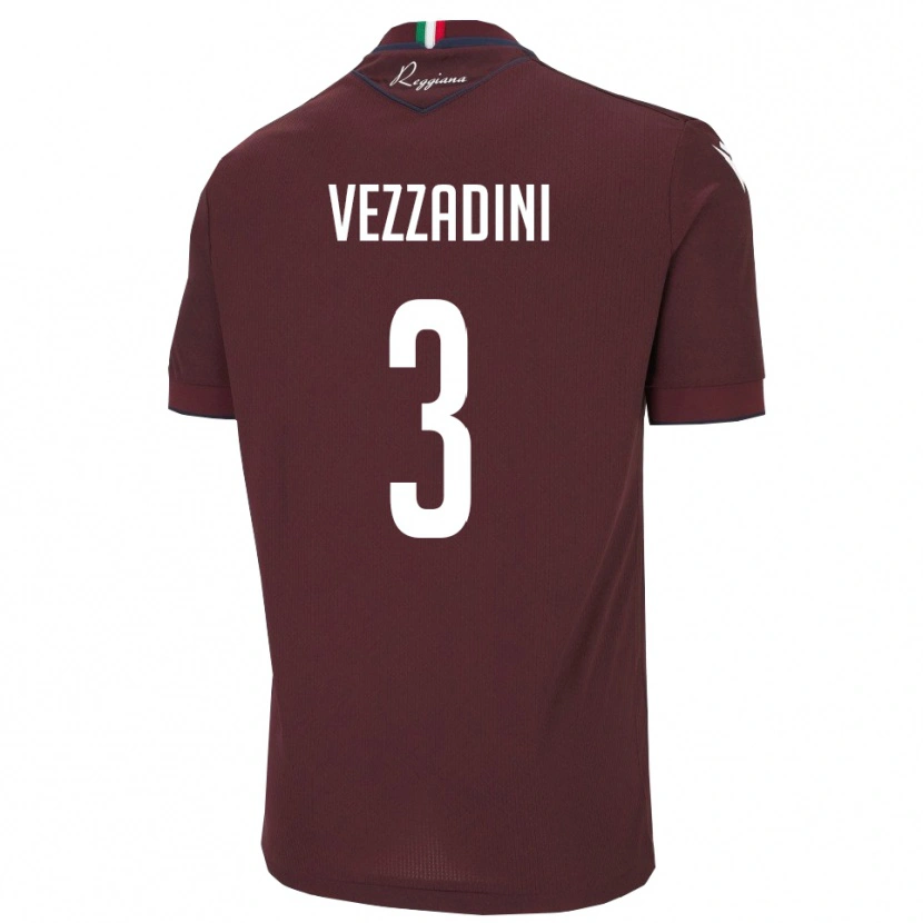 Danxen Dames Riccardo Vezzadini #3 Bourgondië Wit Thuisshirt Thuistenue 2025/26 T-Shirt