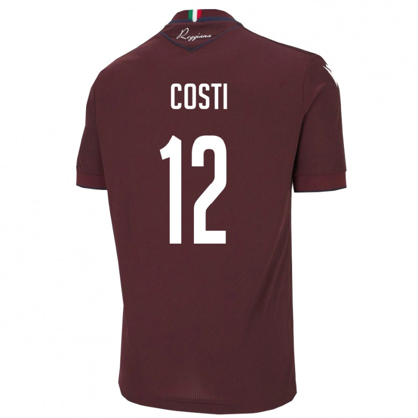 Danxen Dames Filippo Costi #12 Bourgondië Wit Thuisshirt Thuistenue 2025/26 T-Shirt