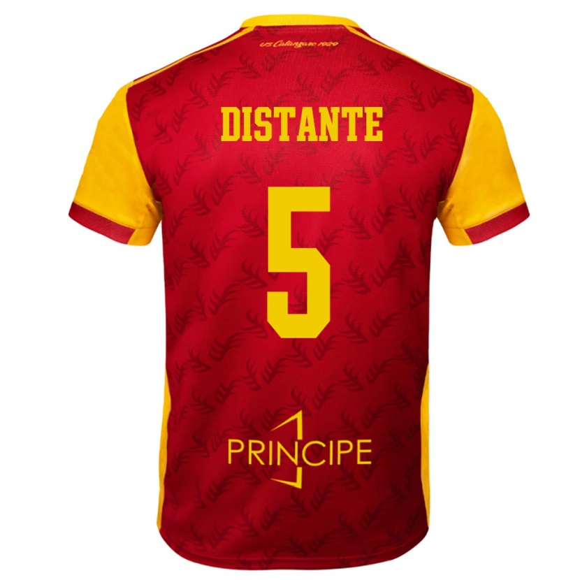 Danxen Dames Marco Distante #5 Geel Rood Thuisshirt Thuistenue 2025/26 T-Shirt