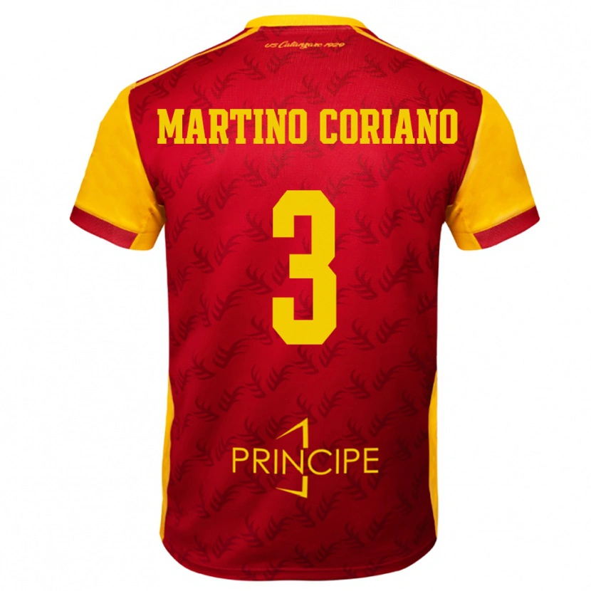 Danxen Dames Matteo Martino Coriano #3 Geel Rood Thuisshirt Thuistenue 2025/26 T-Shirt