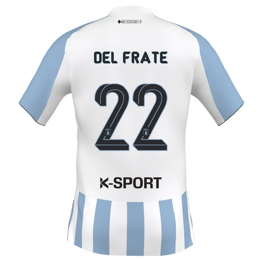 Danxen Dames Federico Del Frate #22 Wit Hemelsblauw Thuisshirt Thuistenue 2025/26 T-Shirt