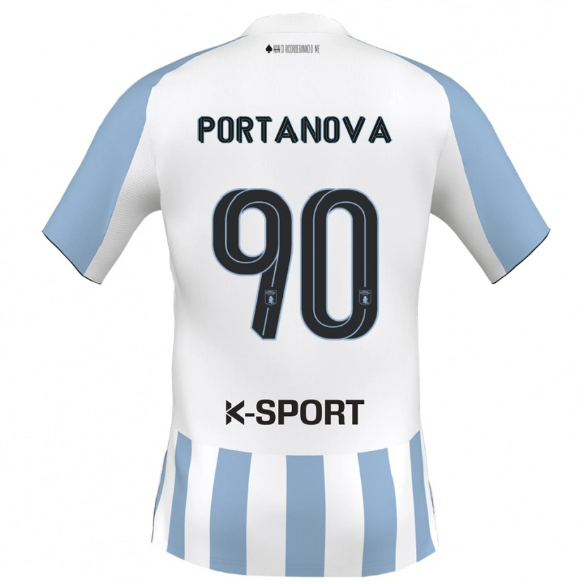 Danxen Dames Denis Portanova #90 Wit Hemelsblauw Thuisshirt Thuistenue 2025/26 T-Shirt