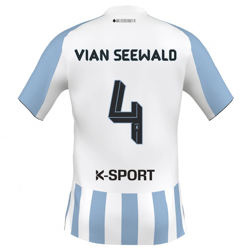 Danxen Dames Pedro Vian Seewald #4 Wit Hemelsblauw Thuisshirt Thuistenue 2025/26 T-Shirt