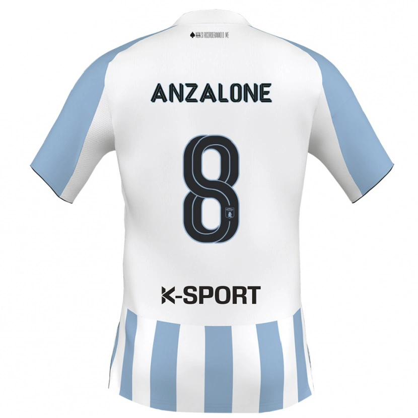 Danxen Dames Mattia Anzalone #8 Wit Hemelsblauw Thuisshirt Thuistenue 2025/26 T-Shirt