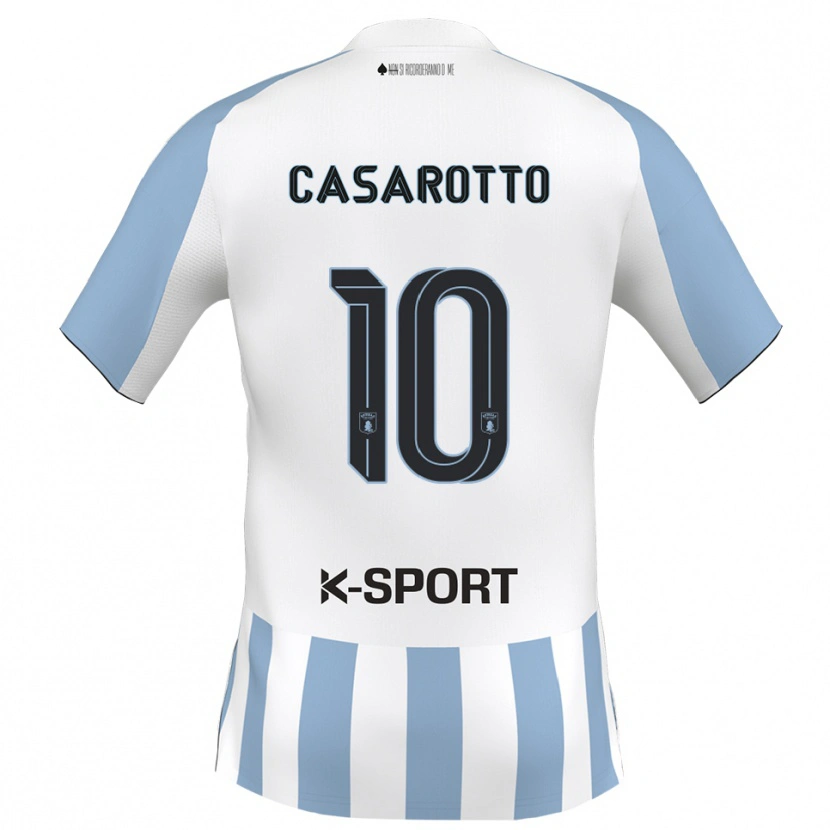 Danxen Dames Matteo Casarotto #10 Wit Hemelsblauw Thuisshirt Thuistenue 2025/26 T-Shirt