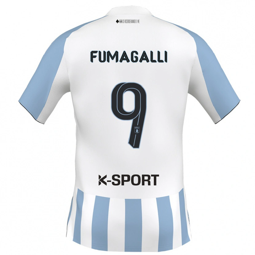 Danxen Dames Tommaso Fumagalli #9 Wit Hemelsblauw Thuisshirt Thuistenue 2025/26 T-Shirt