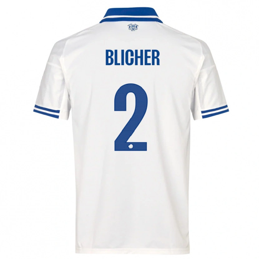 Danxen Dames Nicolai Blicher #2 Wit Blauw Thuisshirt Thuistenue 2025/26 T-Shirt