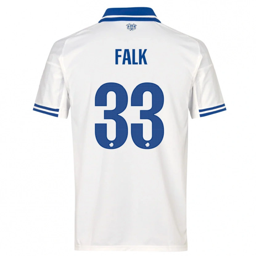 Danxen Dames Rasmus Falk #33 Wit Blauw Thuisshirt Thuistenue 2025/26 T-Shirt