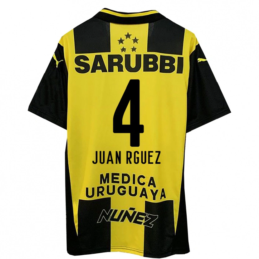 Danxen Dames Juan Rodríguez #4 Geel Zwart Thuisshirt Thuistenue 2025/26 T-Shirt