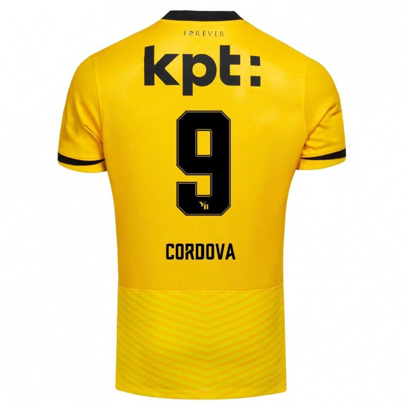 Danxen Dames Sergio Córdova #9 Geel Zwart Thuisshirt Thuistenue 2025/26 T-Shirt