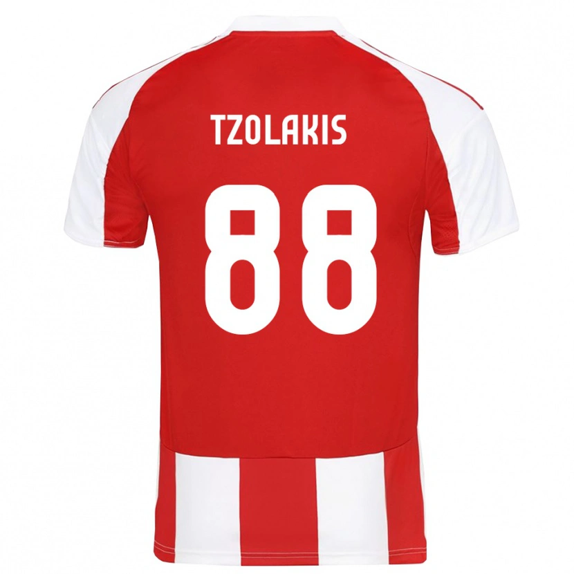 Danxen Dames Konstantinos Tzolakis #88 Rood Wit Thuisshirt Thuistenue 2025/26 T-Shirt