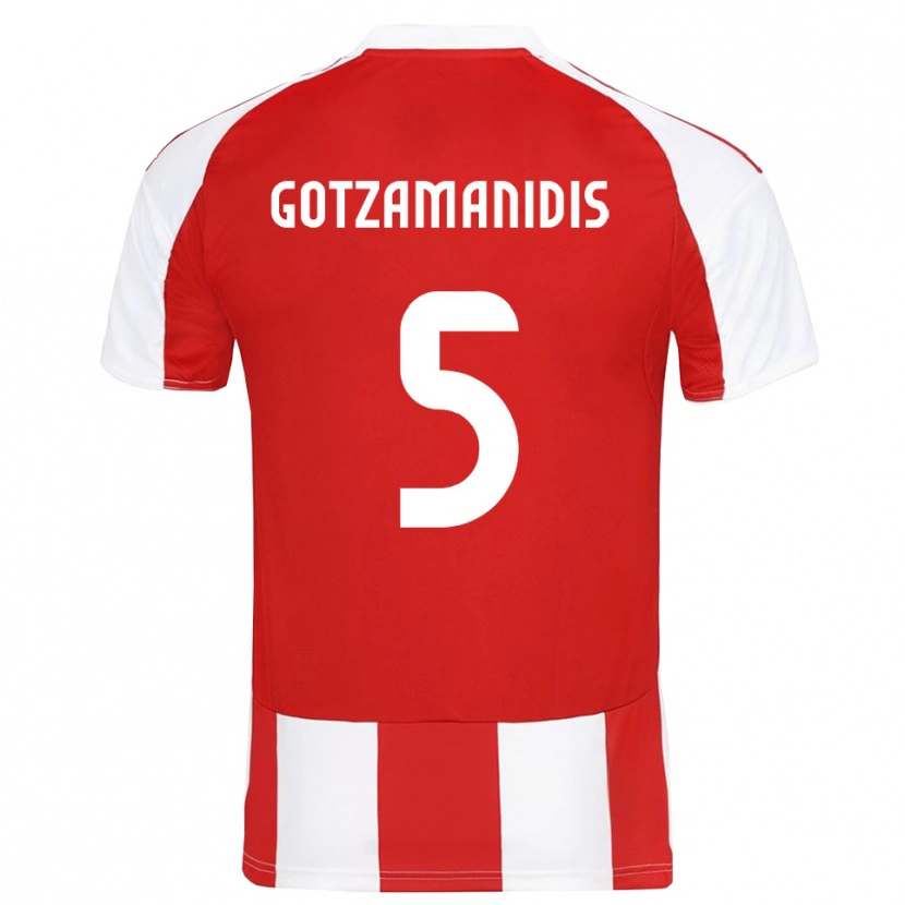 Danxen Dames Nikolaos Gotzamanidis #5 Rood Wit Thuisshirt Thuistenue 2025/26 T-Shirt
